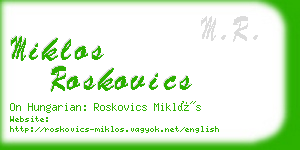 miklos roskovics business card